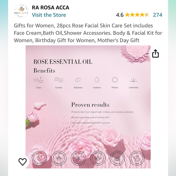 Ra Rosa Acca Skin Care Set- Pink Rose NWT - Picture 5 of 9